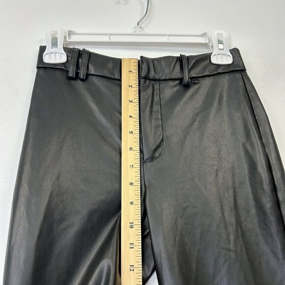 Zara Faux Leather Flare Pants Womens Size XS Black - Picture 7 of 10